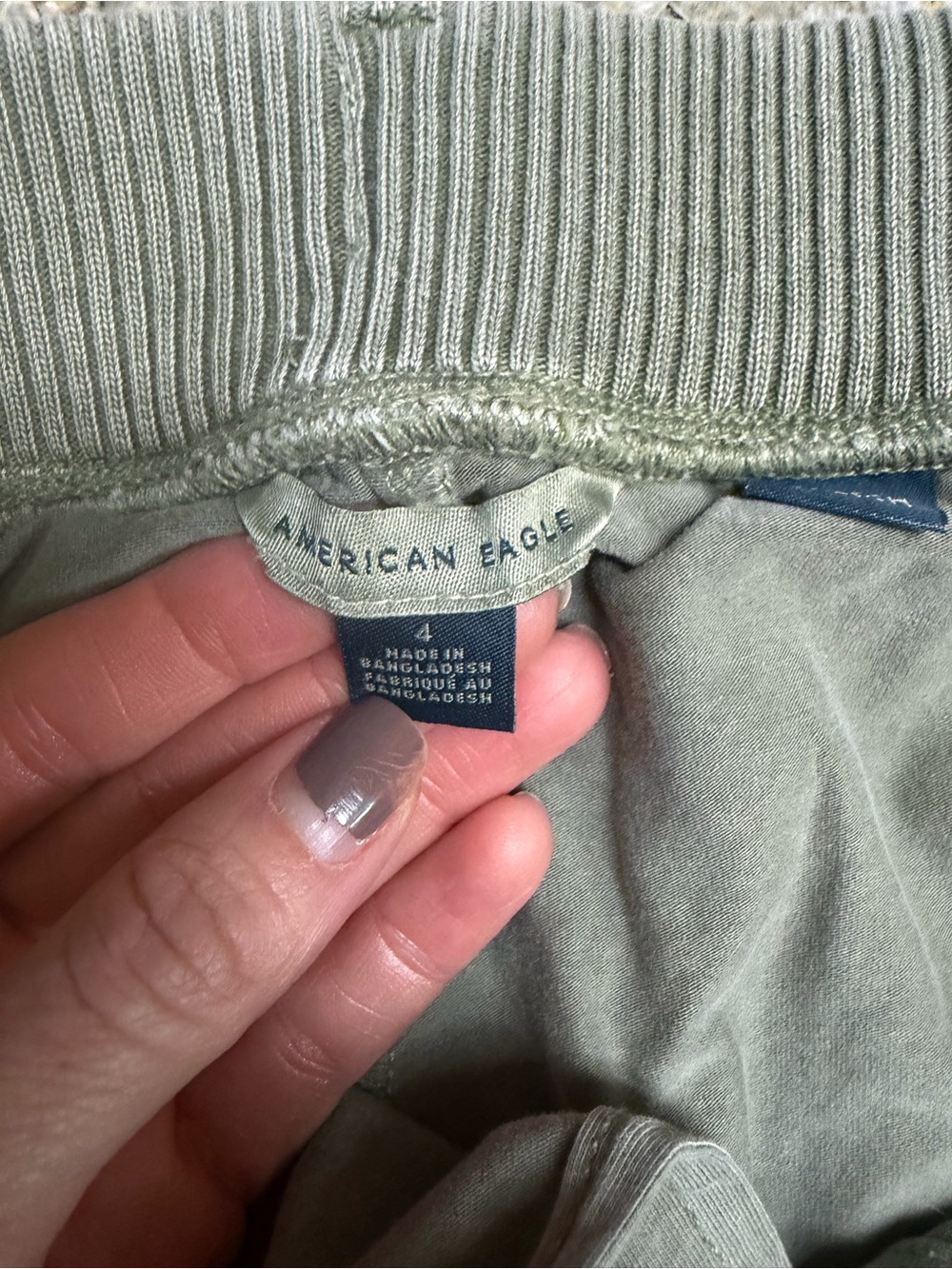 American Eagle Outfitters Sage Green Ribbed Waistband Cargo Skort - Picture 2 of 7